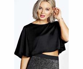 boohoo Skye Silky Cape Blouse - black azz20631