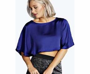 boohoo Skye Silky Cape Blouse - cobalt azz20631