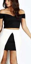 boohoo Slice Front Skirt - ivory azz13344
