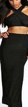 boohoo Slinky Maxi Skirt - black azz03144