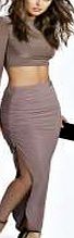 boohoo Slinky Wrap Asymmetric Skirt - mocha azz05544