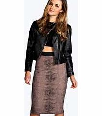 boohoo Snake Print Midi Skirt - mink azz12194