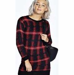 boohoo Soft Laguna Knit Tartan Jumper Dress - red