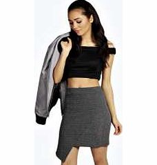 boohoo Soft Textured Wrap Skirt - grey azz13140