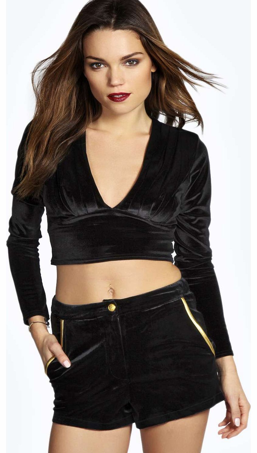 Sophia Velvet Disco Shorts - black azz15303