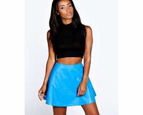 boohoo Sophie PU Skater Skirt - blue azz24029