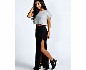 boohoo Soraya Thigh High Split Maxi Skirt - black