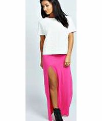 boohoo Soraya Thigh High Split Maxi Skirt - pink azz36026