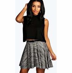 boohoo Space Dye Belted Skater Skirt - grey azz09937