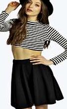 boohoo Sports Style Loopback Skater Skirt - black