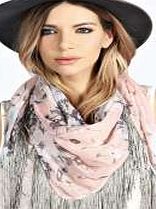 boohoo Square Floral Tassel Lightweight Scarf - pink