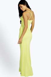 boohoo Strappy Cross Over Back Maxi Dress - lime azz48380