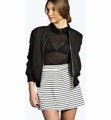 boohoo Striped Box Pleat Skater Skirt - white azz12763