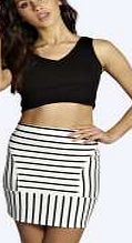 boohoo Striped Waffle A-Line Mini Skirt - multi azz00665
