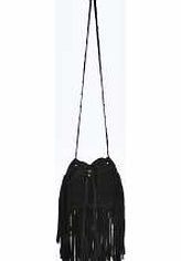 Suede Effect Tassel Bag - black azz11438