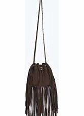 Suede Effect Tassel Bag - brown azz11438