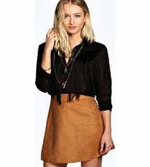 boohoo Suedette A Line Mini Skirt - tan azz16236