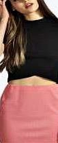 boohoo Super Stretch Ribbed Bodycon Mini Skirt - coral