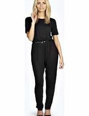 boohoo Susie Tshirt Style Jersey Jumpsuit - black