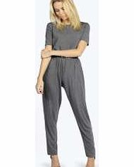 boohoo Susie Tshirt Style Jersey Jumpsuit - charcoal