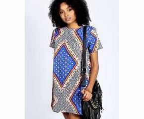 Sylvia Kaleidoscope Aztec Short Sleeve Shift