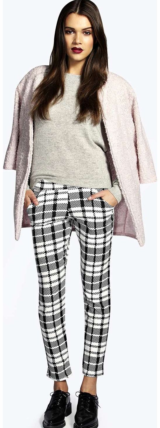 boohoo Talia Monochrome Tapered Leg Trousers - multi