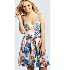 Tamzin Strappy Floral Skater Dress - multi