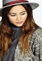 boohoo Tartan Band Fedora Hat - grey azz14736