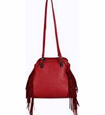 boohoo Tassel Detail Cross Body Bag - berry azz11786