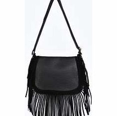 boohoo Tassel Detail Saddle Bag - black azz11442