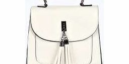boohoo Tassel Front Structured Cross Body Bag - white