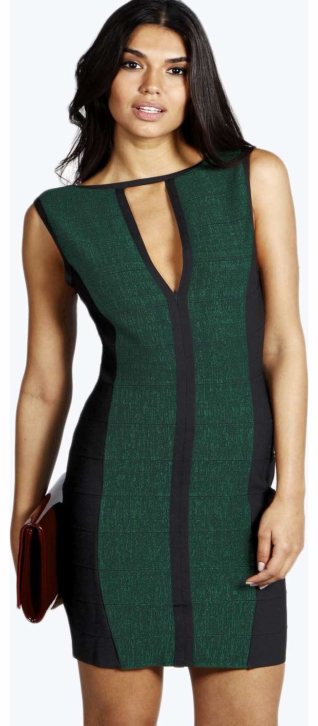 Taya Zip Front Bandage Dress - green azz14264