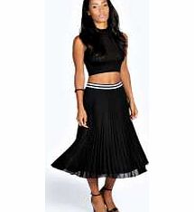 boohoo Taylor Sports Waistband Pleated Woven Midi Skirt