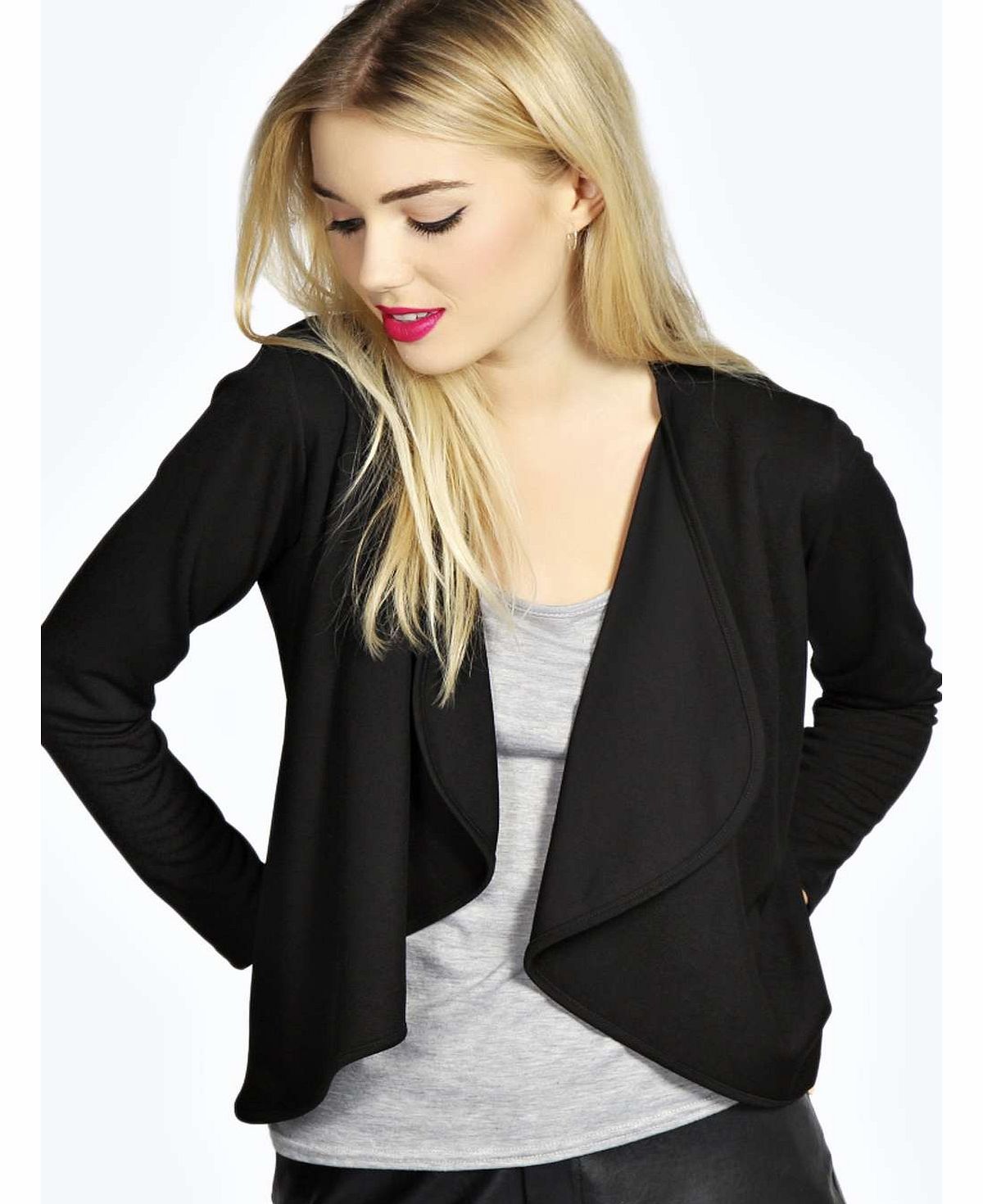 boohoo Tegan Waterfall Jacket - black azz15572