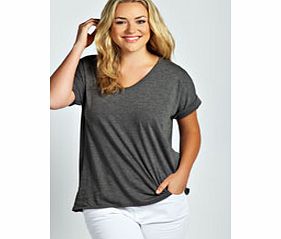 Tianna Roll Back V Neck Tee - charcoal pzz99704