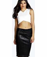 boohoo Tillie All Over Sequin Midi Skirt - black azz21753