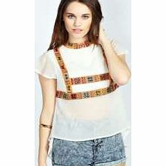 boohoo Tilly Embroidered High Neck Blouse - cream