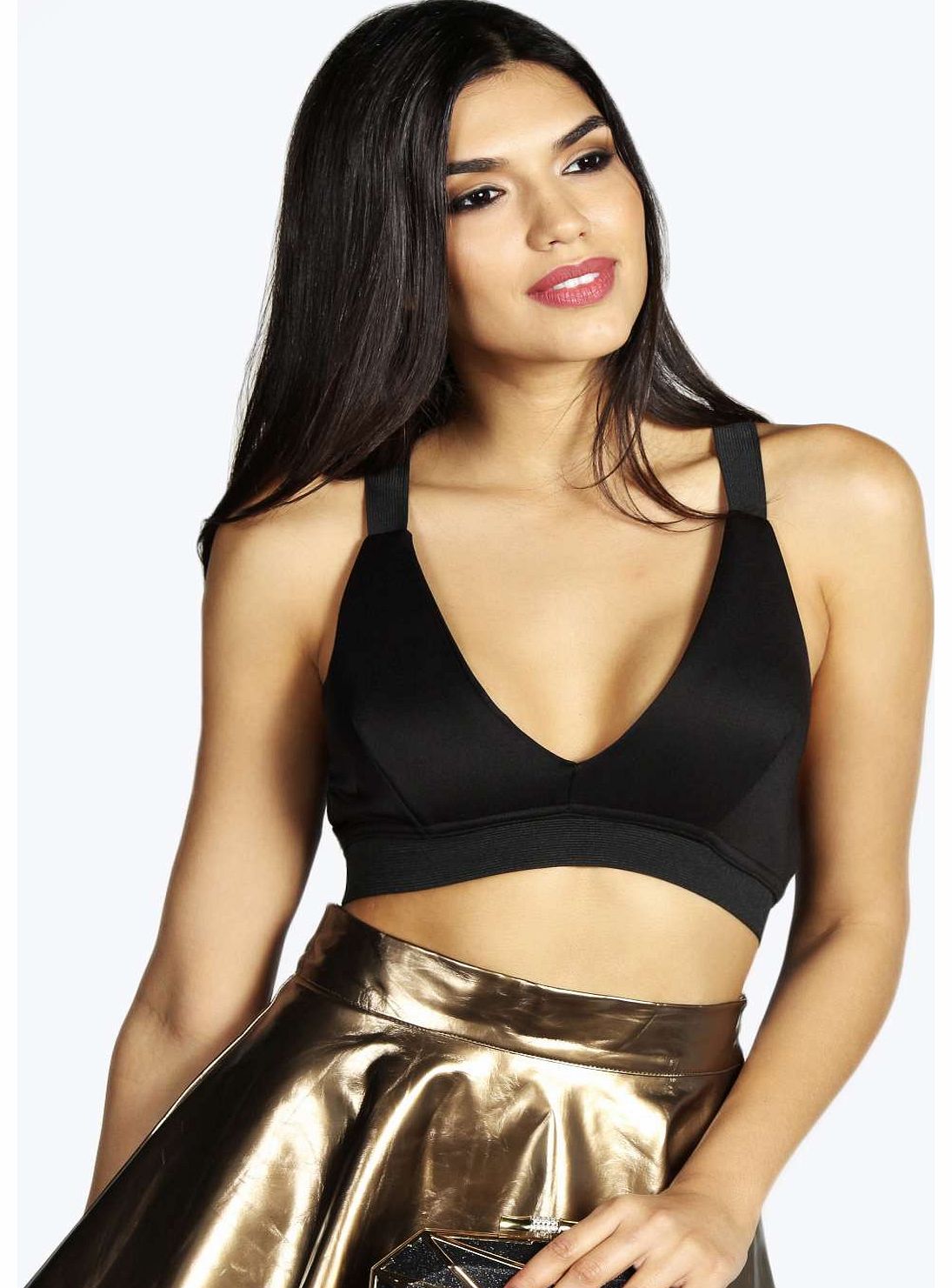 boohoo Tilly Expose Elastic Strappy Deep Plunge Bralet
