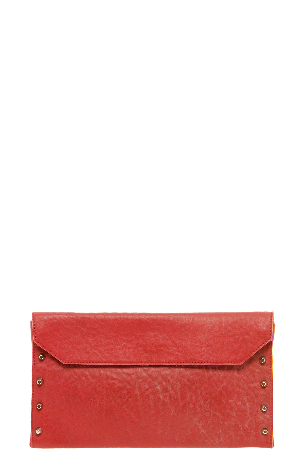 boohoo Tilly Leather Stud Clutch Bag - red