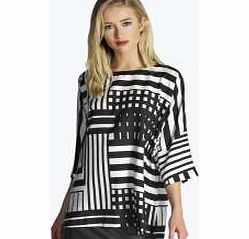 boohoo Tilly Monochrome Oversized Woven Tunic - black