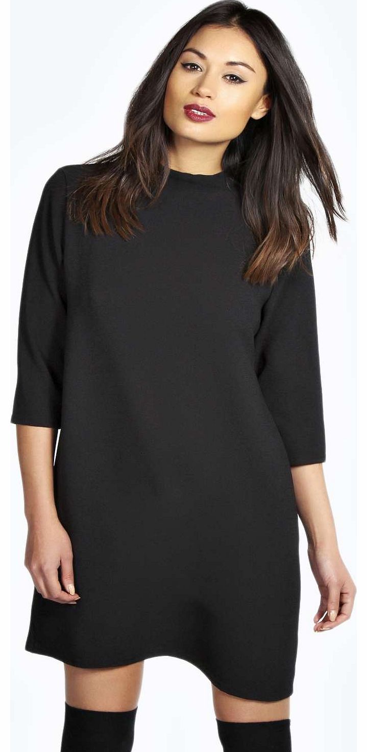 Tina High Neck Shift Dress - black azz16754