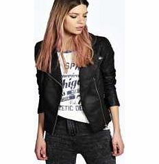 boohoo Torah Faux Leather Biker Jacket - black azz20665