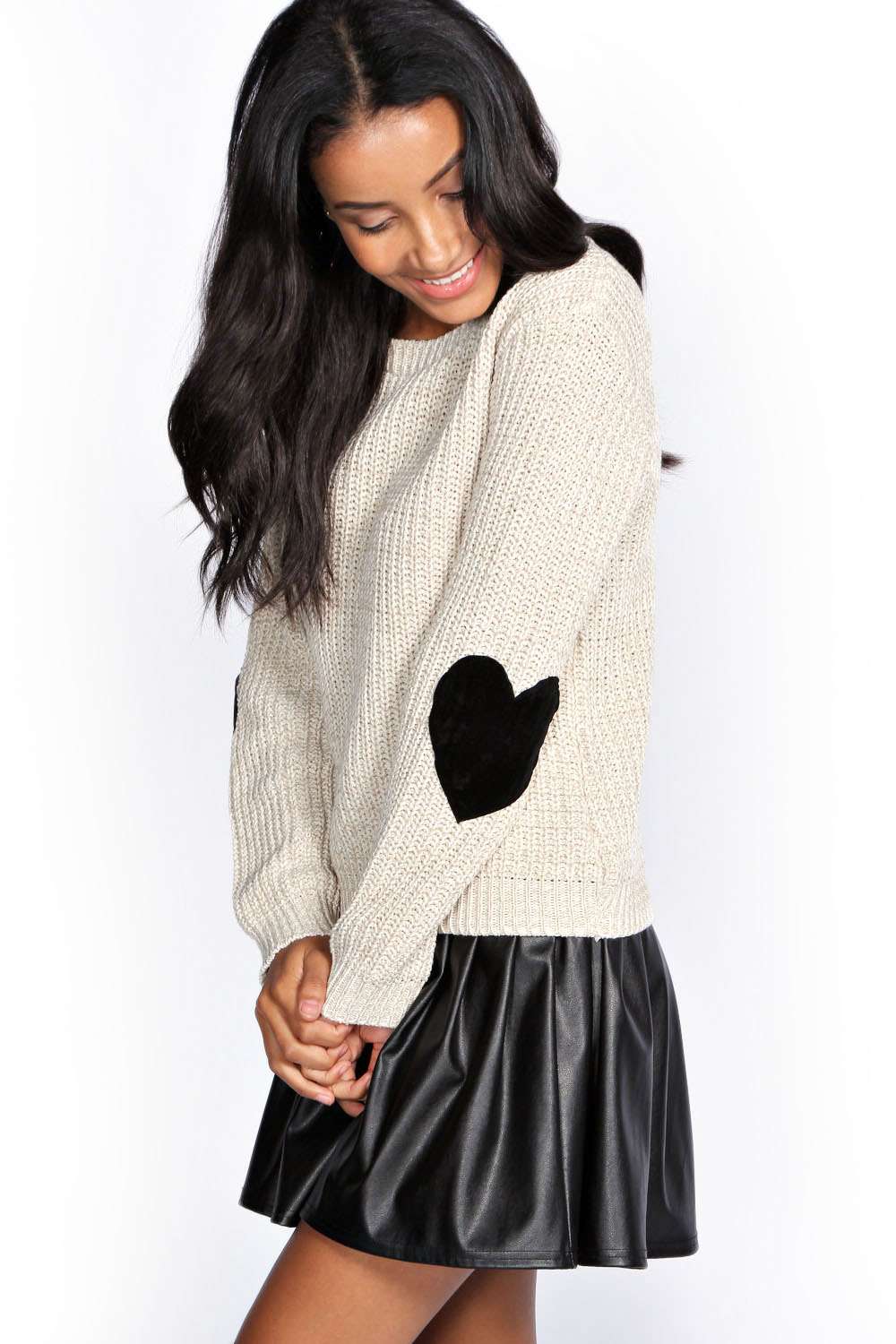 boohoo Tracy Harper Heart Elbow Patch Jumper -