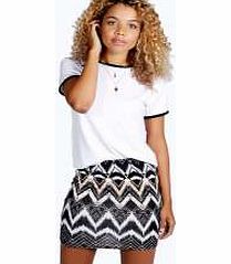 boohoo Tribal Print Mini Skirt - multi azz24034