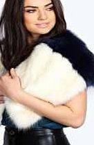 boohoo Two Colour Faux Fur Cape - blue azz16041