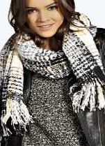 boohoo Two Tone Check Boucle Scarf - white azz13043
