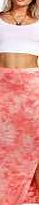 boohoo Tye Die Split Hem Maxi Skirt - coral azz09145