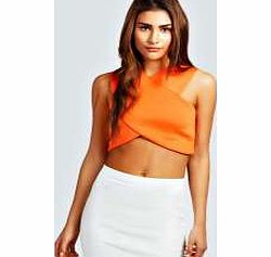 boohoo V Neck Racer Crop Top - orange azz24113