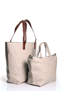 Vanessa Faux Ostrich 2 Piece Shopper Bag