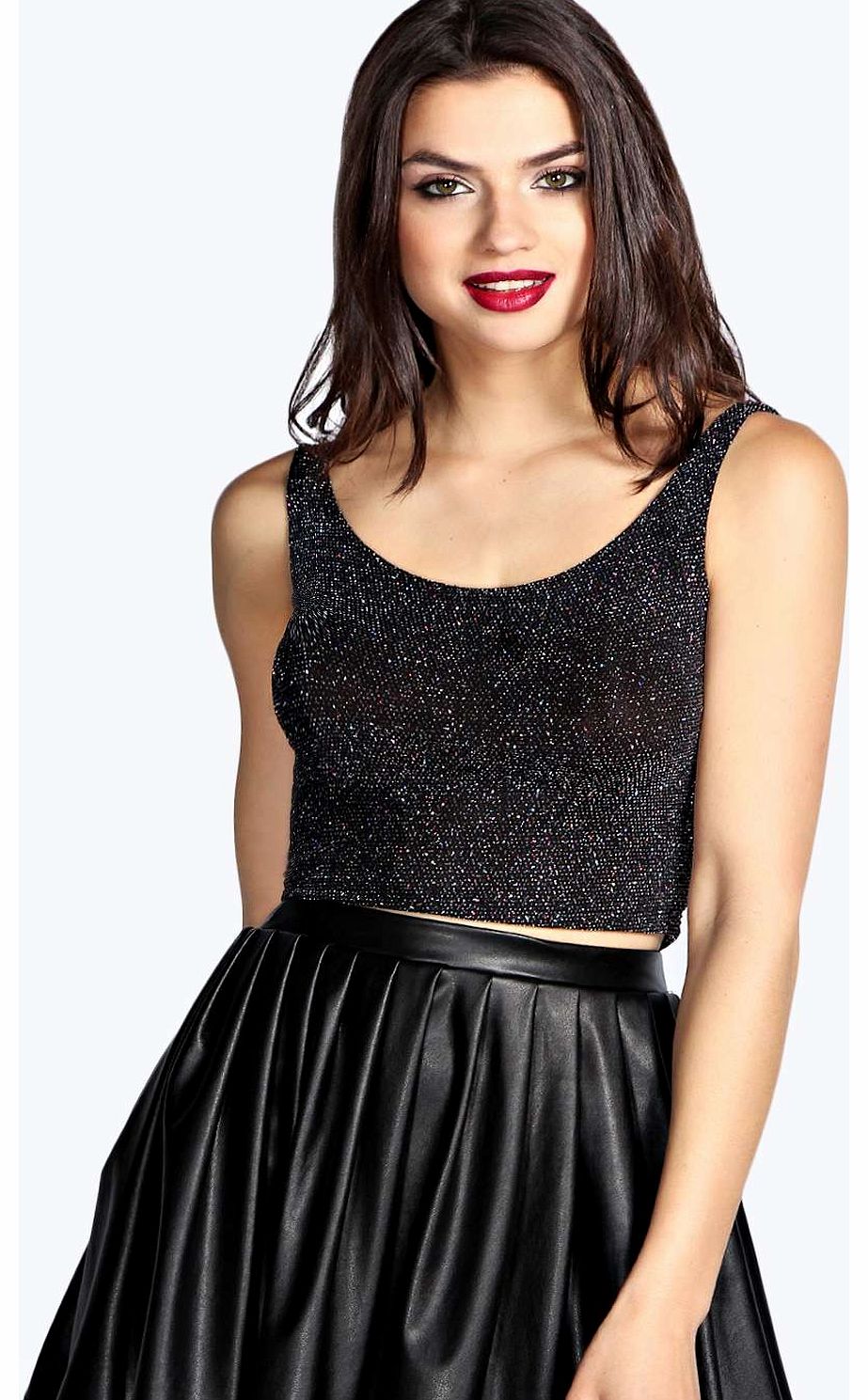 boohoo Vanessa Multi Glitter Sparkle Swing Crop - multi